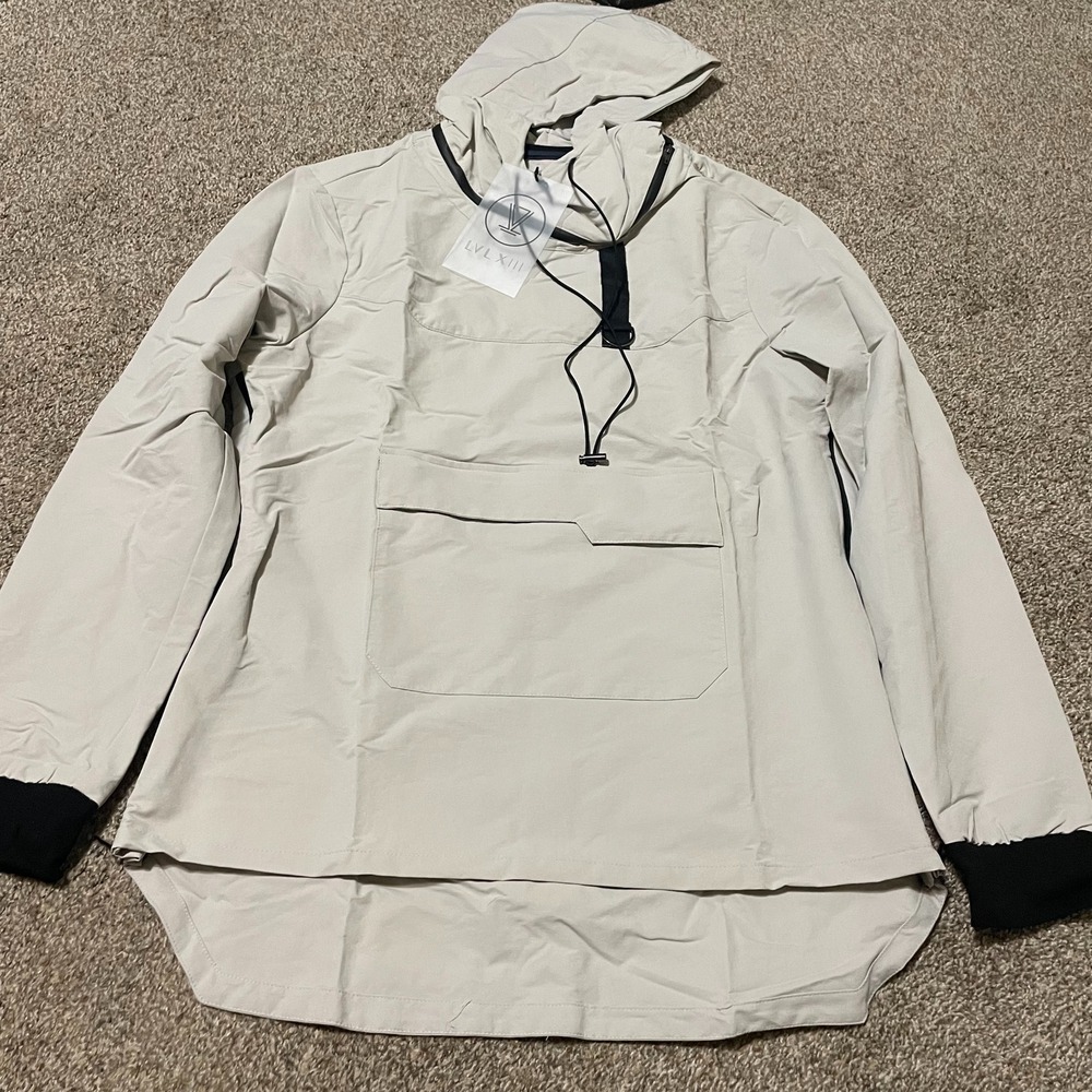 LVL XIII Pullover Anorak Jacket Hooded Tan Nylon Spandex Men's XXL